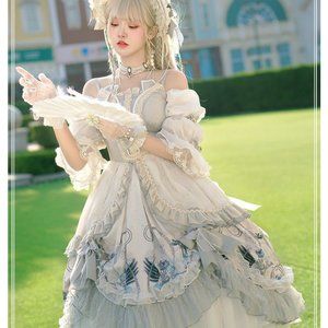 Luxury Lolita Dress,White Lolita dress,Princess Dress,Ruffle Dress,Costume dress